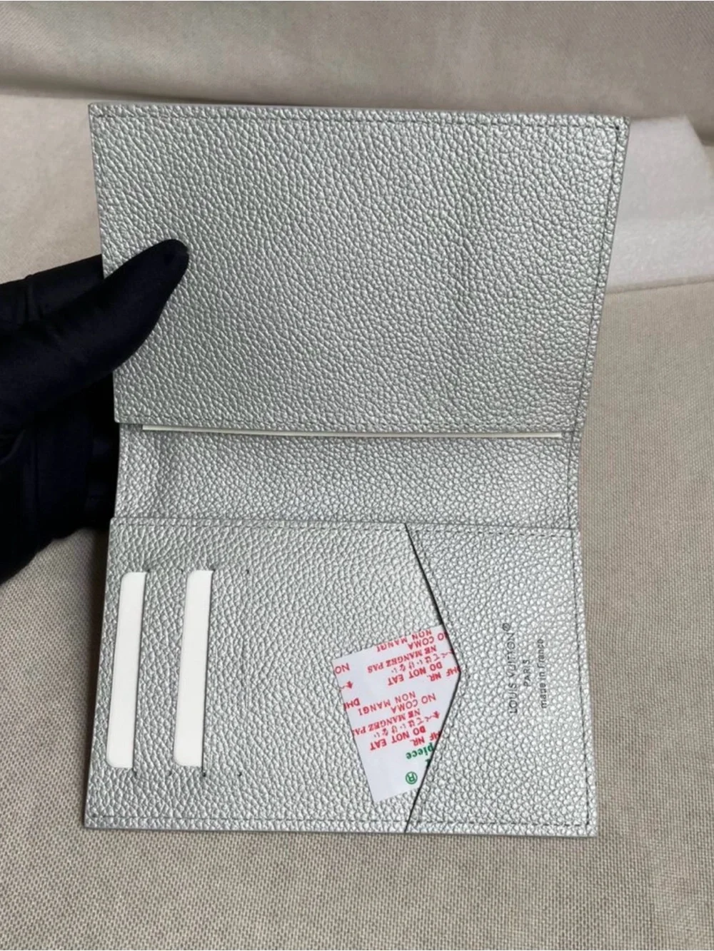 Louis Vuitton Metallic Silver Monogram Passport Holder